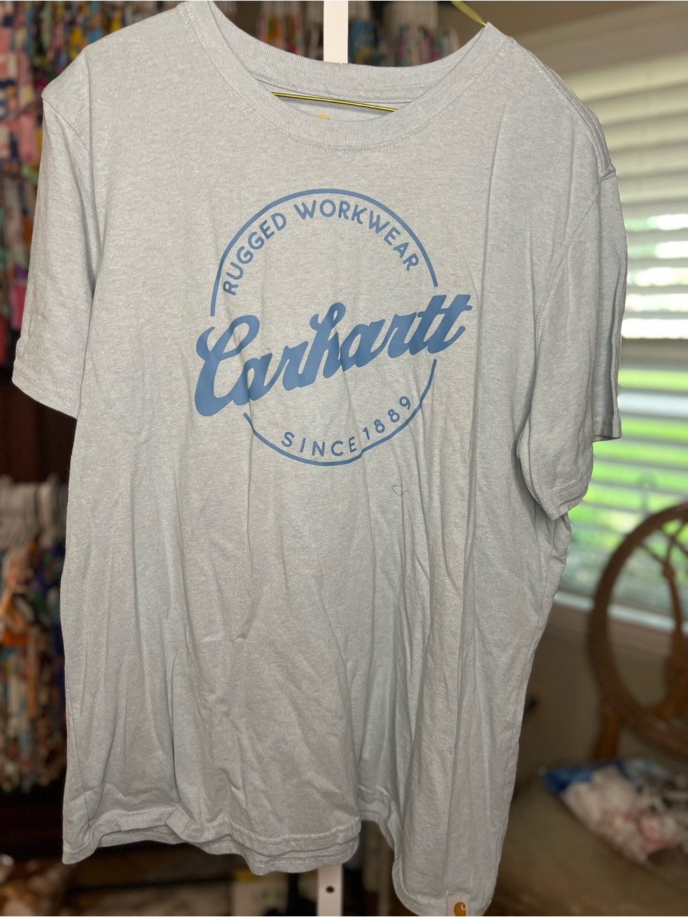Carhartt Light Gray Short Sleeve Tee with Blue Logo
